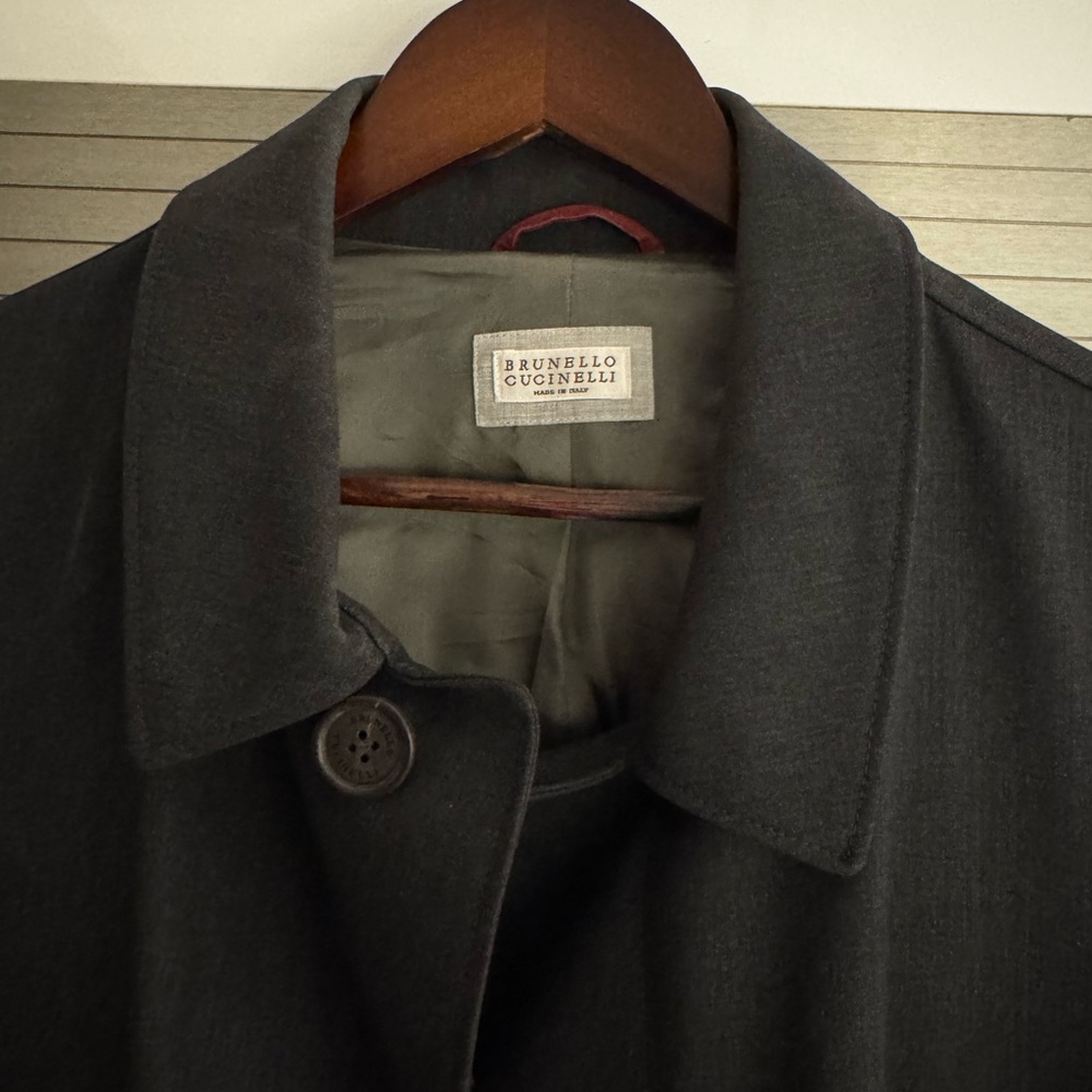 [LIKE NEW] Brunello Cucinelli Charcoal Overcoat Size 48 Water Repellent Wool